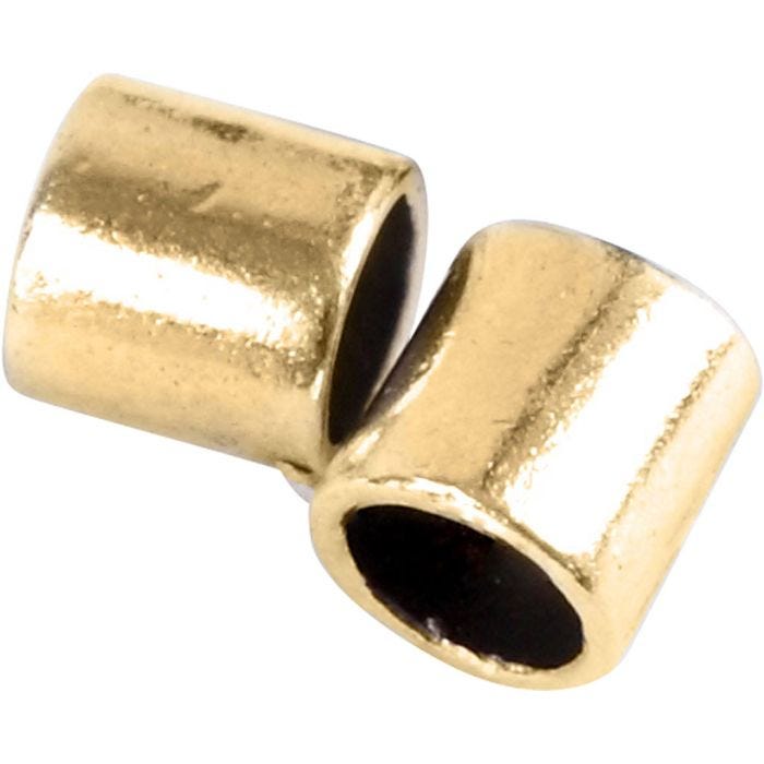 Nyörinpäät, koko 2x2 mm, aukon koko 1,4 mm, kullanvärinen, 80 kpl/ 1 pkt
