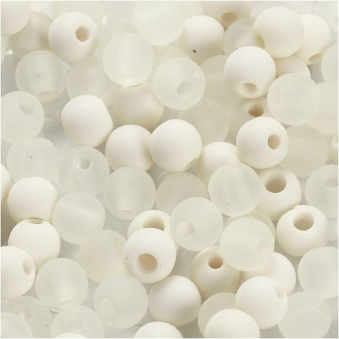 Muovihelmet, halk. 6 mm, aukon koko 2 mm, kerma, 40 g/ 1 pkt