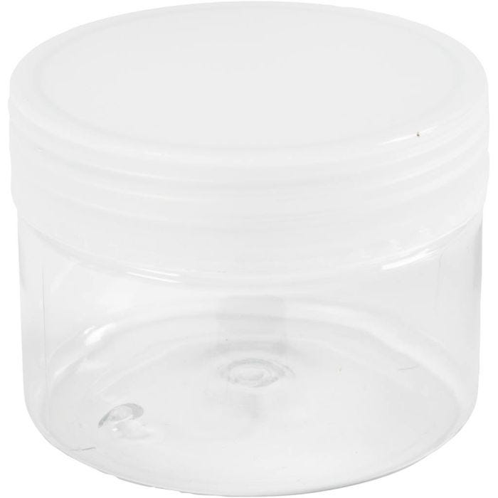 Muoviset säilytyspurkit, Kork. 5 cm, halk. 6,5 cm, 110 ml, 10 kpl/ 1 pkt