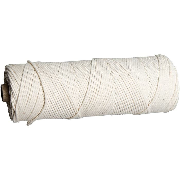 Mehiläisvahakynttilöiden sydänlanka, Käytetään mehiläisvahasta valmistetuissa kynttilöissä., nro 3, paksuus 2-3 mm, 100 g, 80 m/ 1 rll