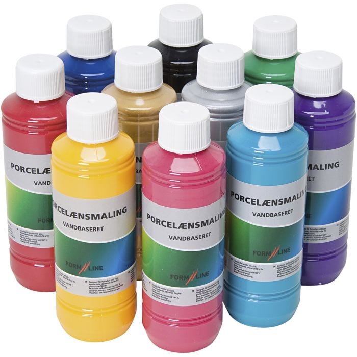 Lasi- ja posliinimaali, värilajitelma, 10x250 ml/ 1 pkt