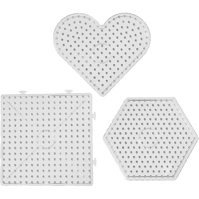 Putkihelmialusta, sydän, kuusikulmio, neliö, koko 15x15-17,5x17,5 cm, JUMBO, läpinäkyvä, 6 kpl/ 1 pkt