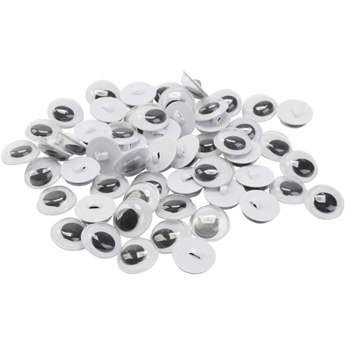 Liikkuvat Silmät, ommeltava, koko 10 mm, 50 pari, 100 kpl/ 1 pss