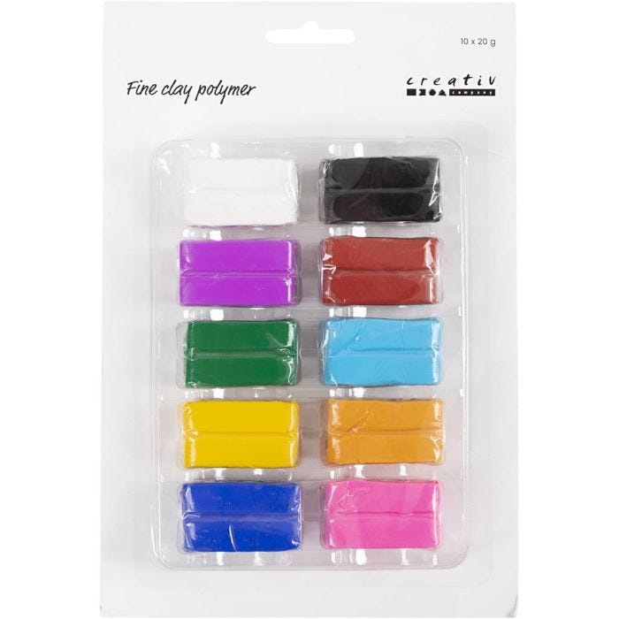 Fine Clay polymeerimassa, värikäs, 10x20g/ 1 pkt