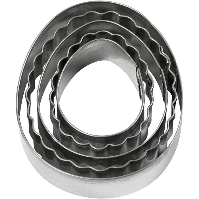 Metallimuotit, muna, koko 8 cm, 5 kpl/ 1 pkt