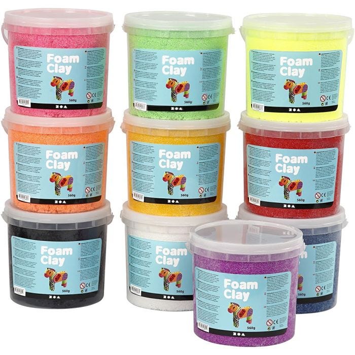 Foam Clay® Helmimassa, värilajitelma, 10x560g/ 1 pkt