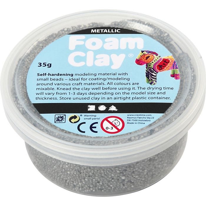 Foam Clay® Helmimassa, metallinen, hopea, 35 g/ 1 tb