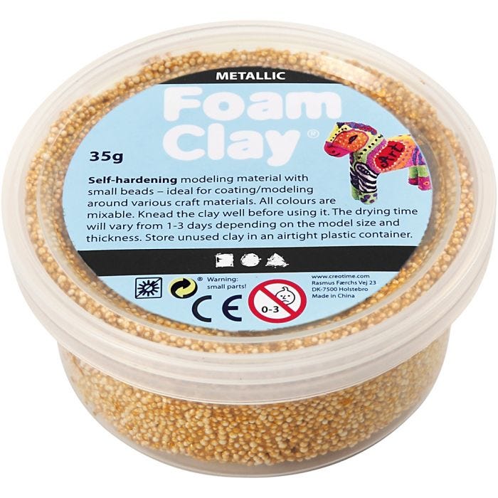 Foam Clay® Helmimassa, metallinen, kulta, 35g/ 1 tb