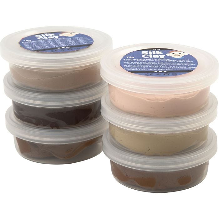 Silk Clay®, skin colours, 6x14g/ 1 pkt