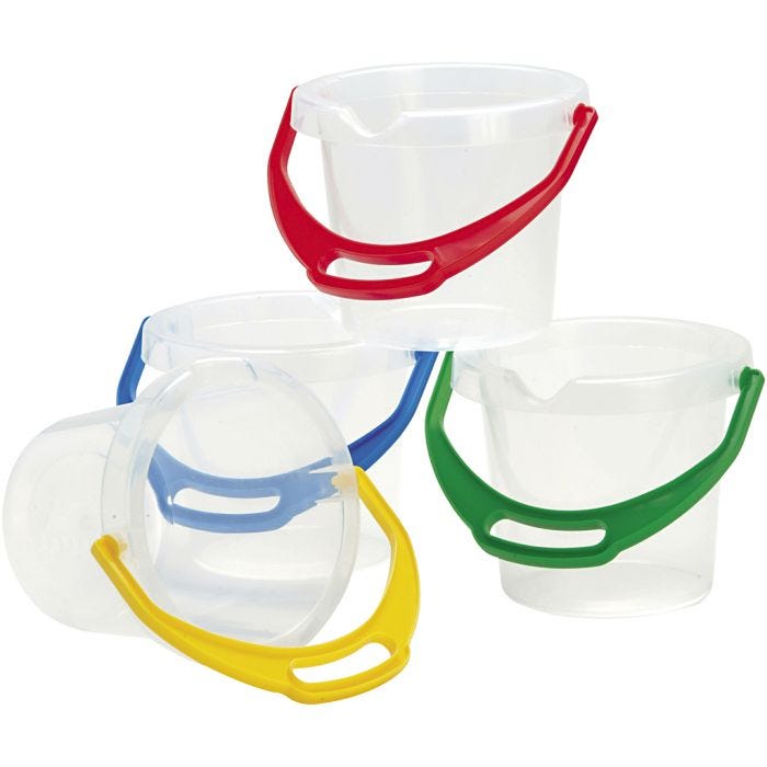 Läpinäkyvät ämpärit, koko 14 cm, 1.25 l, 4 kpl/ 1 pkt