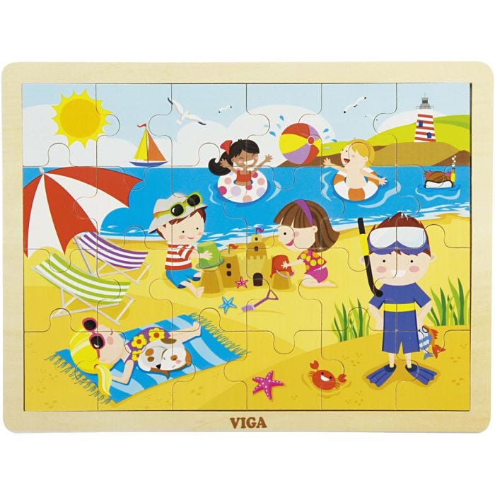 VIGA puinen palapeli, kesä, koko 30x22,5 cm, 24 kappaletta, 1 kpl