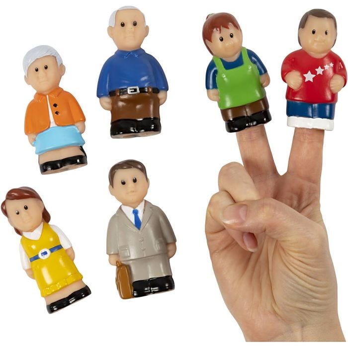 Sorminuket, Perhe, koko 8 cm, 6 kpl/ 1 pkt