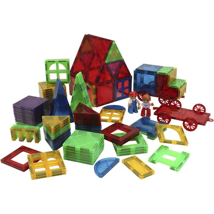 Magneettinen Rakennussarja, läpikuultavat värit, 112 kpl/ 1 set