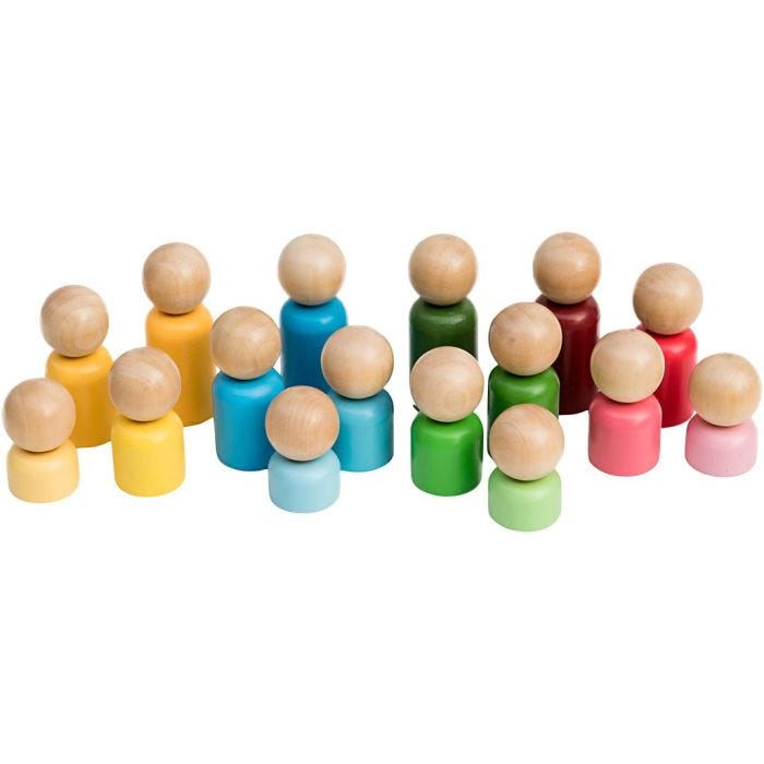 Puiset sateenkaarinuket, 16 osaa/ 1 set