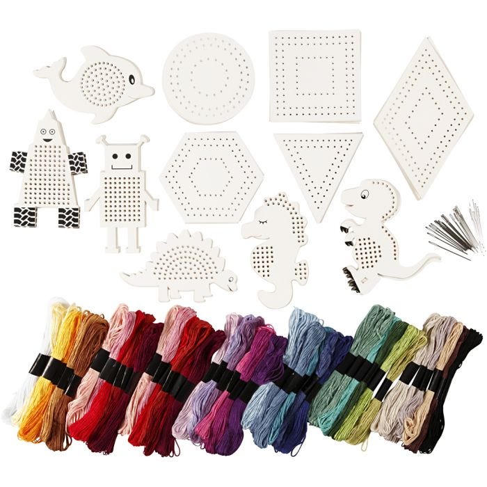 Kirjontakuviot ja -langat, 8-17 cm, värilajitelma, 1 set