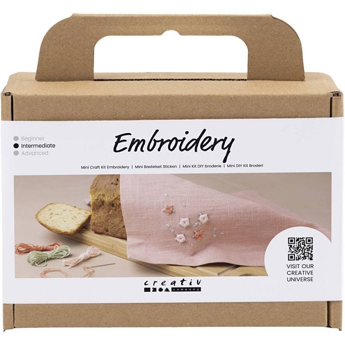 Askartelusetti Mini Kirjailu, Kangaslautasliina, dusty rose, 1 pkk/ 1 pkt
