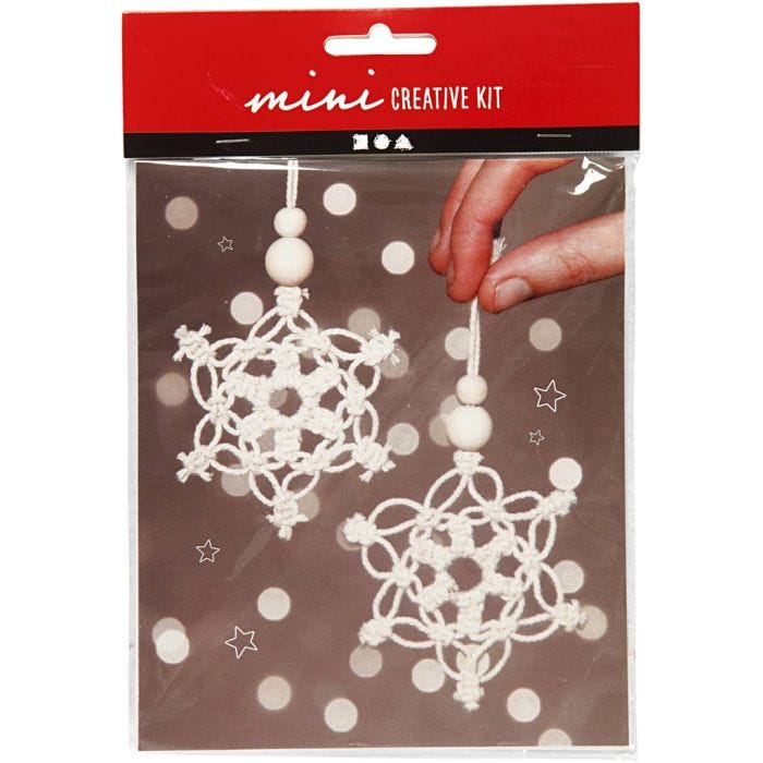Askartelusetti Mini, Makrame lumihiutale, Kork. 10 cm, 1pkk/ 1 pkt