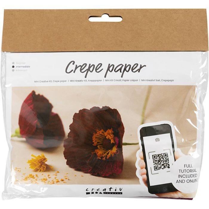 Askartelusetti Mini Kreppipaperi, Unikko, Jonka joustavuus: 180%, 105 g, 1 pkk/ 1 pkt