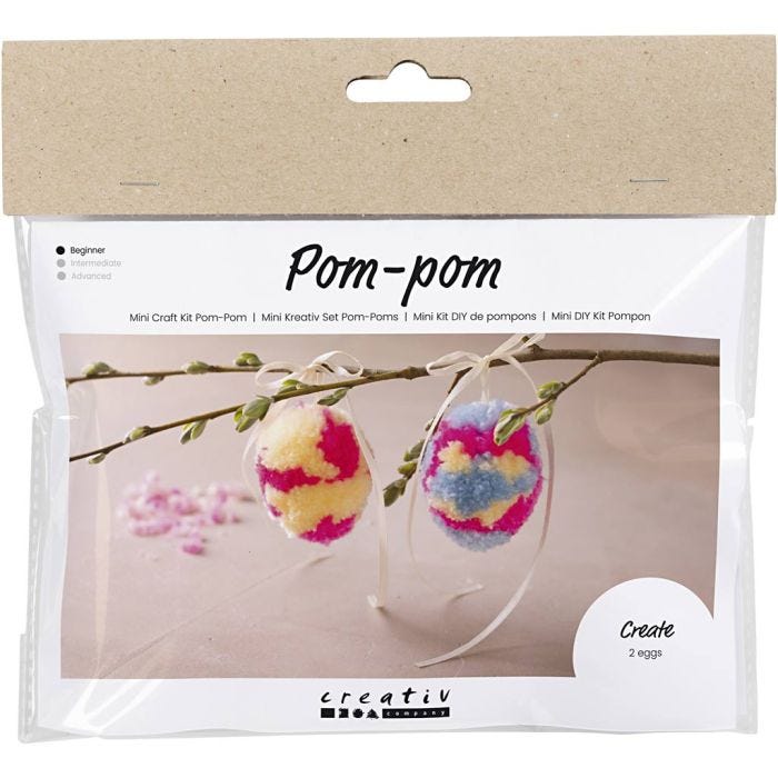 Askartelusetti Mini Pom Pom, Munat, värikäs, 1 pkk/ 1 pkt