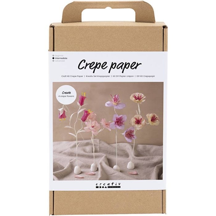 Askartelusetti Mini Kreppipaperi, Kukka, pastellivärit, 1 pkk/ 1 pkt