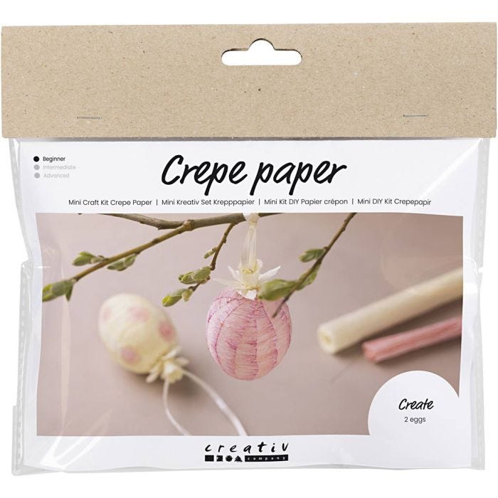 Askartelusetti Mini Kreppipaperit, Munat, vaaleanpinkki, vaaleankeltainen, 1pkk/ 1 pkt