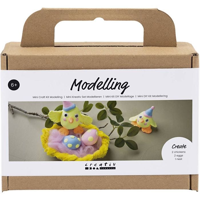 Askartelusetti Mini Muovailu, Pääsiäisperhe, vaaleansininen, oranssi, pastellinpinkki, vaaleankeltainen, 1 pkk/ 1 pkt