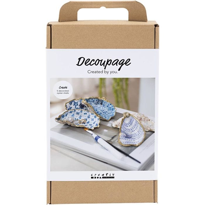 Askartelusetti Decoupage, Simpukankuoriin, sininen, 1 pkk/ 1 pkt