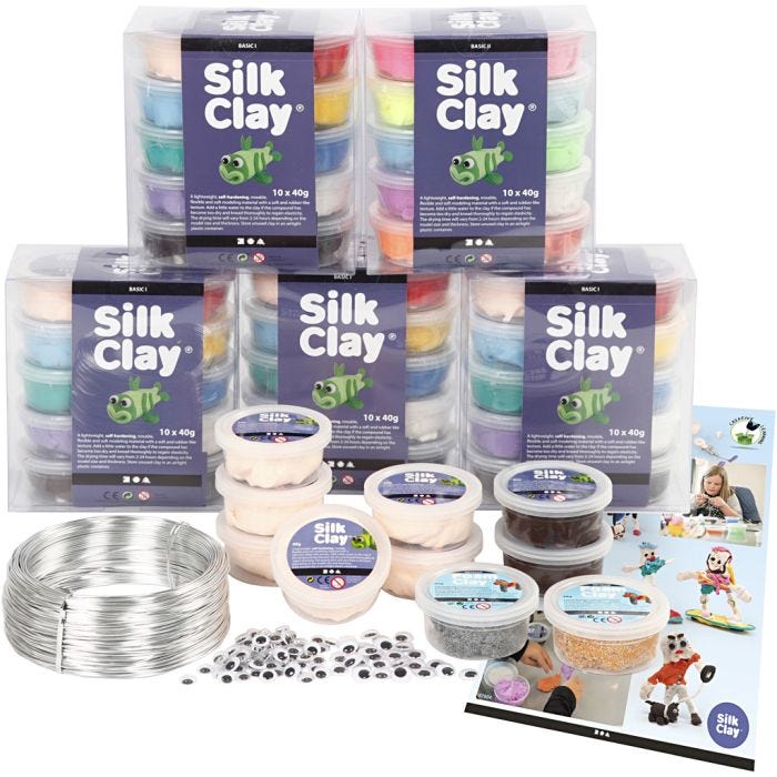 Luokkapakkaus Silk Clay® silkkimassoja hahmojen tekoon, 1 set