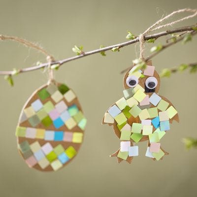 Pääsiäistipu ja -muna mosaiikeista
