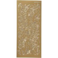 Ääriviivatarra, lehdet, 10x23 cm, kulta, 1 ark