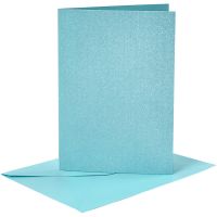 Kortit ja kuoret, kortin koko 10,5x15 cm, kirjekuoren koko 11,5x16,5 cm, helmiäinen, 120+210 g, sininen, 4 set/ 1 pkk