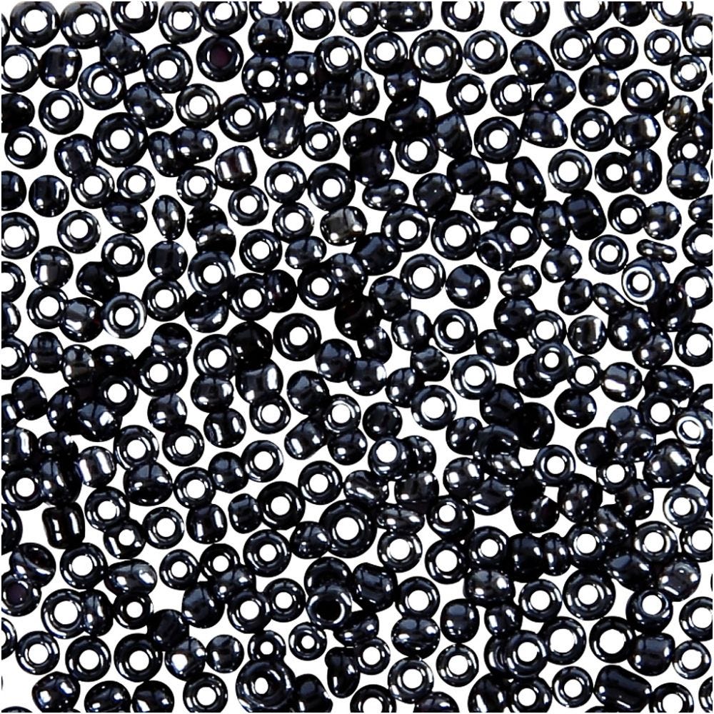 Rocaille-siemenhelmet, halk. 1,7 mm, koko 15/0 , aukon koko 0,5-0,8 mm, tummanharmaa, 25 g/ 1 pkk